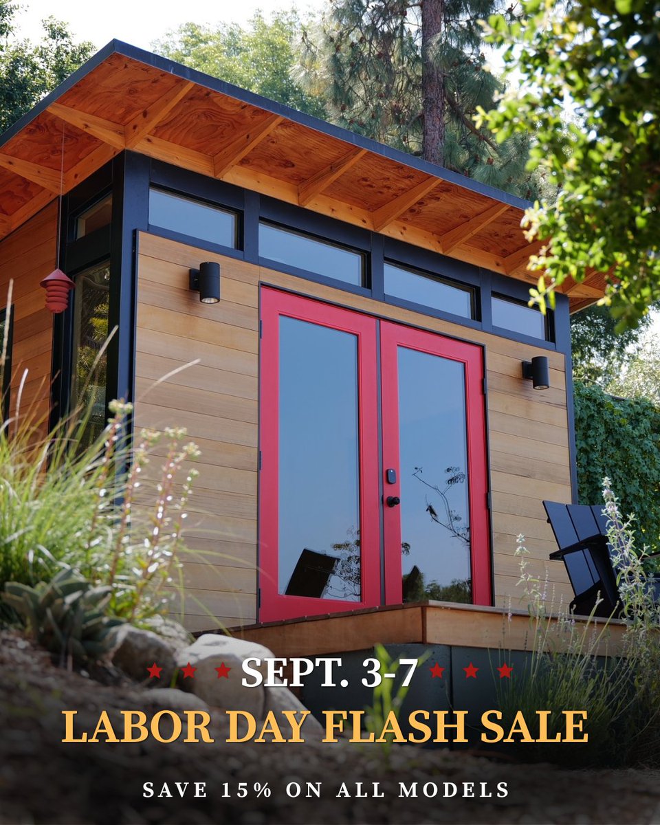 StudioHomeCo's tweet photo. A little more space could be closer than you think.

For a limited time, save 15% on Studio Home models during our Labor Day Flash Sale.

Offer available September 3–7. https://t.co/ZvQERQmEcU