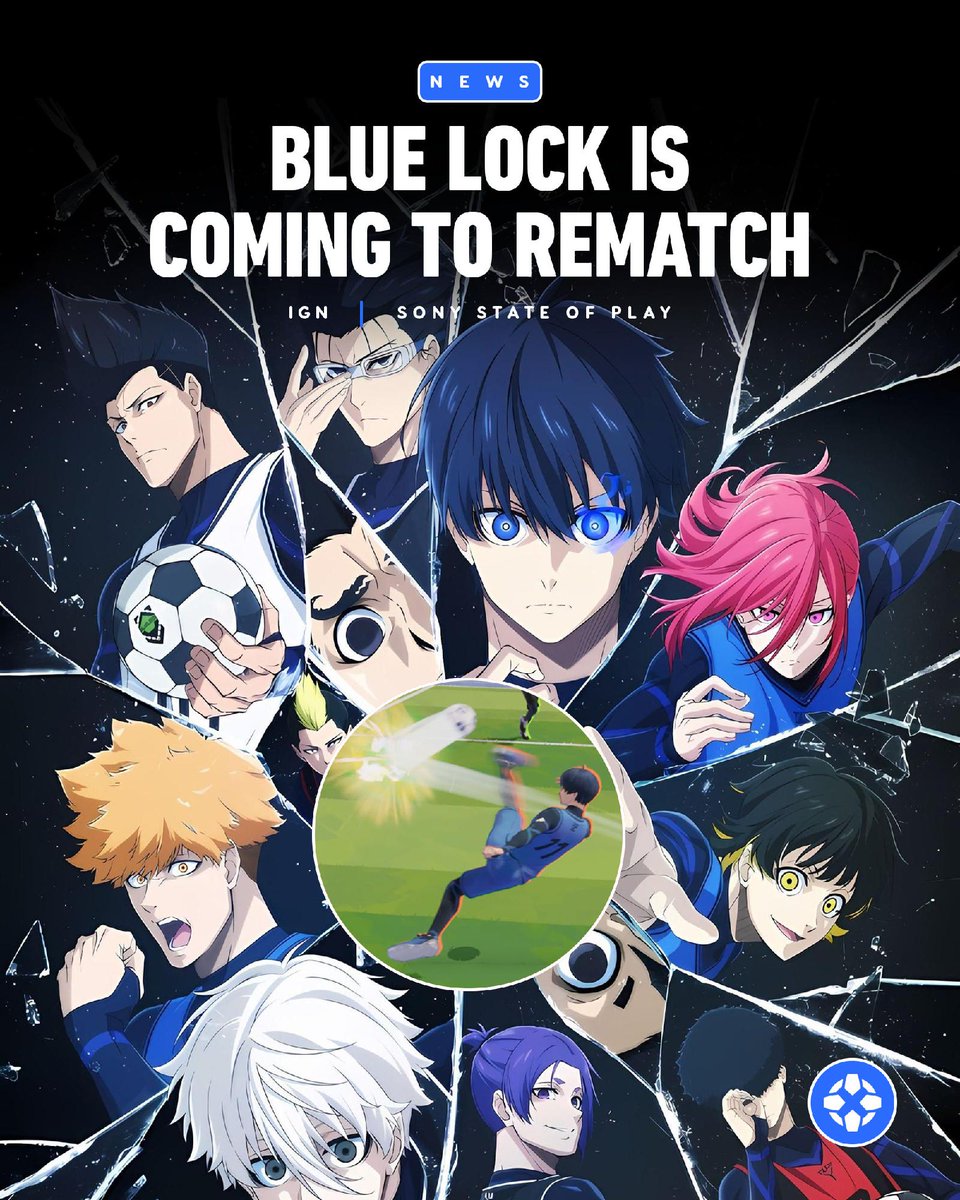 IGN's tweet photo. Rematch's collaboration with Blue Lock kicks off September 24 and brings Yoichi Isagi, Meguru Bachira, Seishiro Nagi, and Rin Itoshi to the soccer game. https://t.co/weAUfGlsME https://t.co/pZjSMRTs58