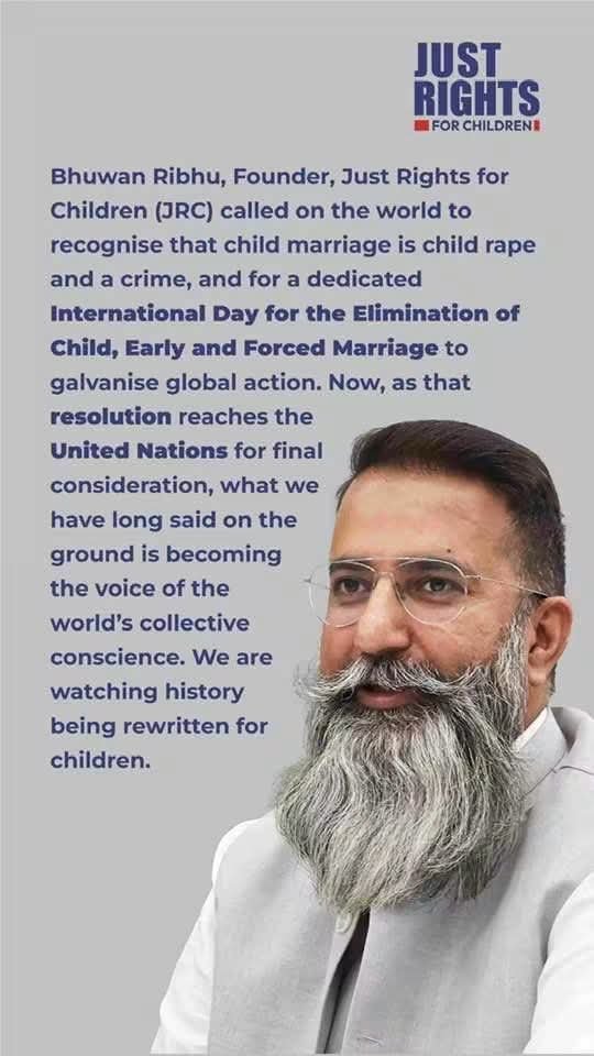 OmprakashCAMP's tweet photo. “Child marriage is child rape”— @Bhuwan_Ribhu ji,you said it absolutely right. That truth has united hundreds of organisations, thousands of communities, govts, judiciary and one shared conviction: child marriage can—and must—end.
@JustRightsIndia @JustRightsIntl
#ChildMarriageFreeWorld #EndChildMarriage
