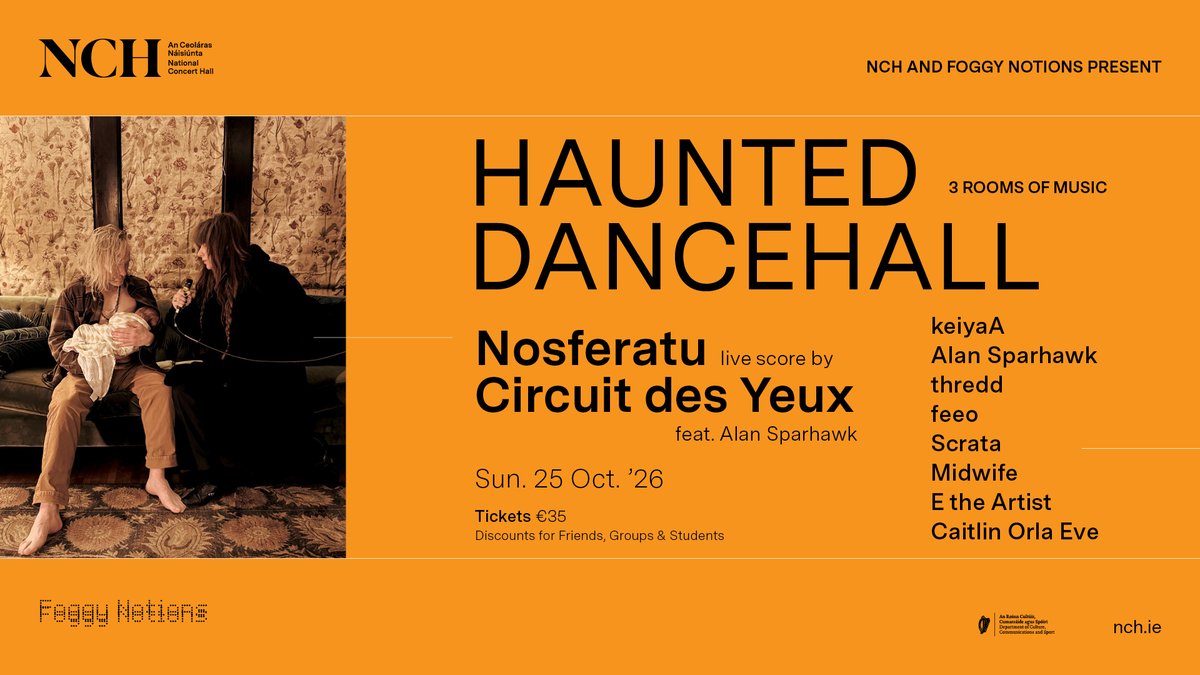 NCH_Music's tweet photo. #HauntedDancehall👻 returns on October 24th &amp; 25th with @kelelam, @ProcFiskal, @FelicityJLord,@robocobraquartz, @circuitdesyeux with Alan Sparhawk @lowtheband,Colm Ó Cíosóig (@MBVofficial) &amp; more!

🎫 https://t.co/wnJ3m8s9nb
🎫 https://t.co/ALOrGSuQNg
@foggynotions https://t.co/GlXj7JOani