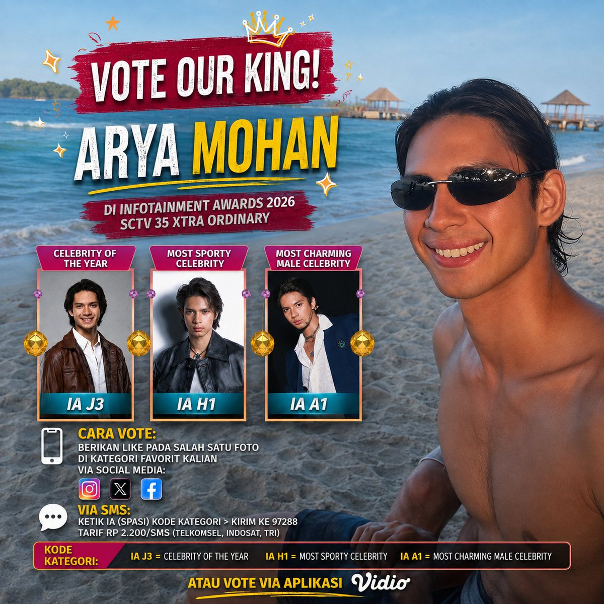 flyingbutter26's tweet photo. Ke pantai mencari kerang 🐚
Ketemu ombak malah berenang 🌊
Daripada cuma bilang ‘ganteng’ doang,
mending vote sekalian biar jadi pemenang 😎🏆 https://t.co/fboR4X4DKi