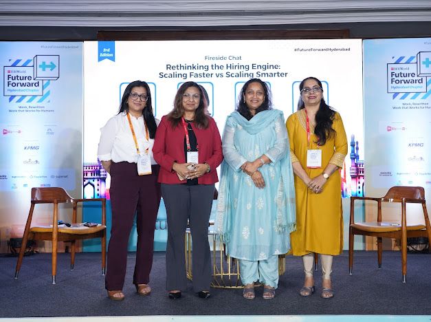 KPMGIndia's tweet photo. Scaling talent with purpose requires more than speed. It requires confidence in who you are bringing into the organisation. Effective due diligence helps identify the right talent, validate trust, and strengthen resilience from day one: @ManeeshaGarg, @KPMGIndia during the fireside chat “𝘙𝘦𝘵𝘩𝘪𝘯𝘬𝘪𝘯𝘨 𝘵𝘩𝘦 𝘏𝘪𝘳𝘪𝘯𝘨 𝘌𝘯𝘨𝘪𝘯𝘦: 𝘚𝘤𝘢𝘭𝘪𝘯𝘨 𝘍𝘢𝘴𝘵𝘦𝘳 𝘷𝘴 𝘚𝘤𝘢𝘭𝘪𝘯𝘨 𝘚𝘮𝘢𝘳𝘵𝘦𝘳” at @ETHR_World 's Future Forward Hyderabad 2026.

Other speakers:
- Padmavati Rallapalli, Head - HR, The Hartford India
- Pratyusha Sharma, Director - HR, Invesco India

Moderator:
- Tejaswini Singhal, Senior Correspondent, ETHRWorld

#FutureForwardHyderabad #ETHRWorld #FutureOfWork #HRLeadership #TalentStrategy #BusinessGrowth #Leadership