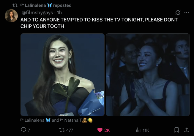 lenasbubby's tweet photo. yall what do you mean lena reposted this?? they're really irl evelyn hugo and celia st. james 😭

#YEntertainAwardsxLenaMiu 
#LenaMiu #ลีน่าหมิว https://t.co/KJ4iK5IIVW