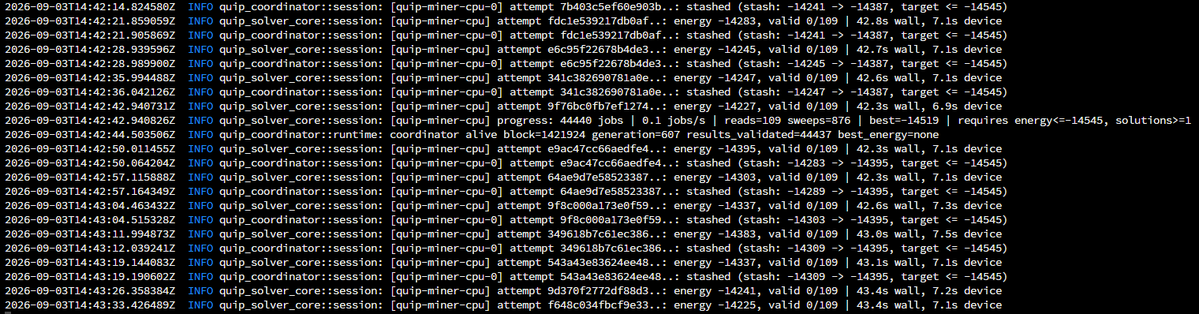 BlockClaimed's tweet photo. One of the most practical @quipnetwork v0.3 improvements is better logging.

Caddy had been sending raw JSON into the Node Manager log pane. One failed request could fill the interface with dozens of unreadable lines, without useful severity cues or filters.

The updated manager turns that into readable events, supports filtering and lets operators choose which image or service logs they want to inspect.

This is what mature infrastructure looks like.

Not an interface with fewer errors.

An interface where errors become understandable.

A node operator should be able to answer:

• What failed?
• Which service failed?
• When did it fail?
• Is it recurring?
• Can the system recover automatically?

Quip Network is turning those questions into product features instead of leaving them buried inside container logs.