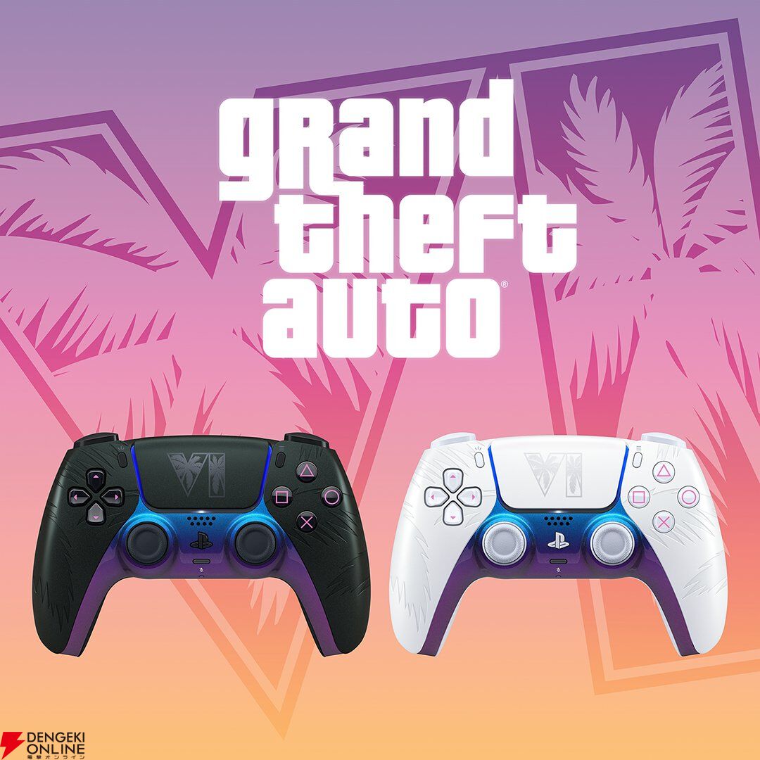 dengekionline's tweet photo. 『GTA6』限定デザインのDualSenseワイヤレスコントローラーが2種類同時に11/19発売【グランド・セフト・オートVI】
https://t.co/m3mT1cGKM8

バイスシティの夜明けとネオンを表現した白黒2色が登場🎮
9月10日（木）午前10時から順次予約受付が開始されます。 https://t.co/tWVZ4R2WA4
