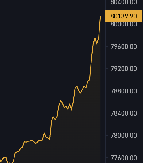 BitcoinMagazine's tweet photo. JUST IN: $80,139 Bitcoin 🚀 https://t.co/2hCpC00rrg