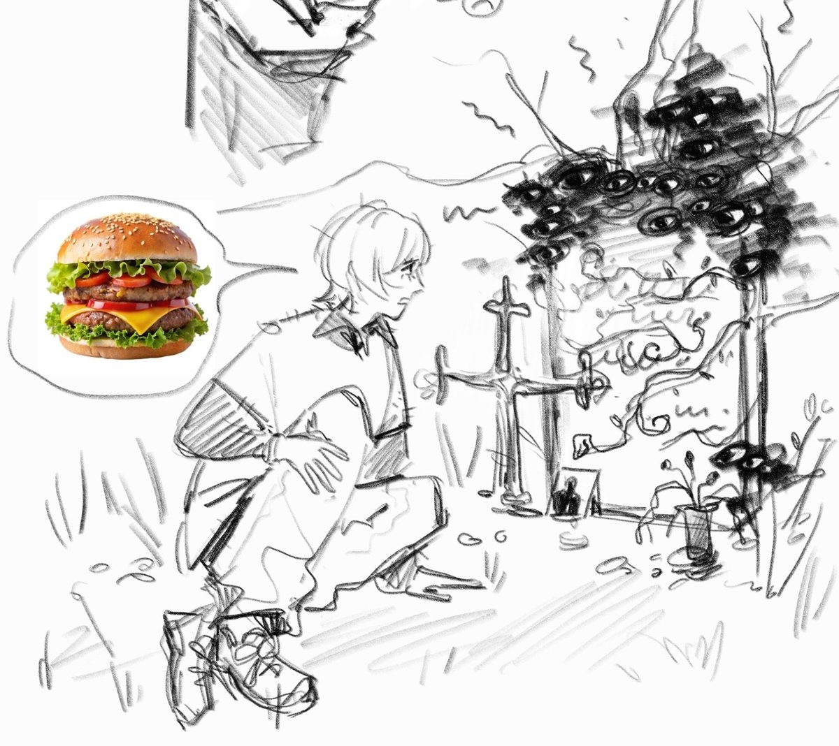 m100sin's tweet photo. #persona  john p6 and his friends 🍔 doodles https://t.co/A02zdfB2vb