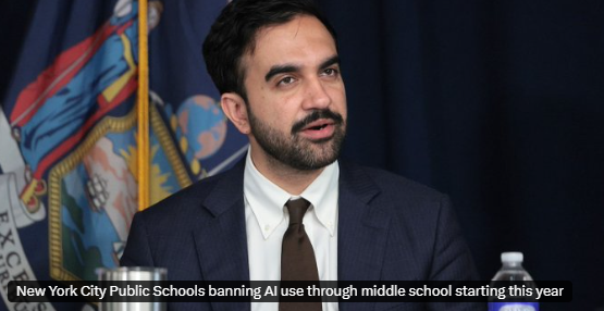 LavnchOnSF's tweet photo. New York City Public Schools is banning more than half a million students and teachers from using artificial intelligence for the 2026-2027 academic year, the school district confirmed to ABC News. https://t.co/e6wUHLZ9xV