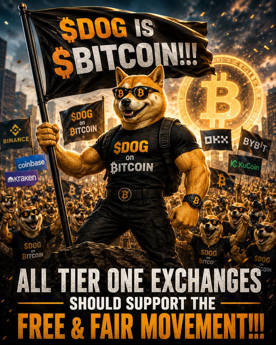 RichardMstang's tweet photo. @okx @coinbase @HTX_Global @RobinhoodCrypto @binance @Gemini 
It’s simple….If you spot list $BTC then you must spot list $DOG the #1 coin on Bitcoin, which  is also fully decentralized, and free and fairly distributed! https://t.co/IVyoyNCmoe