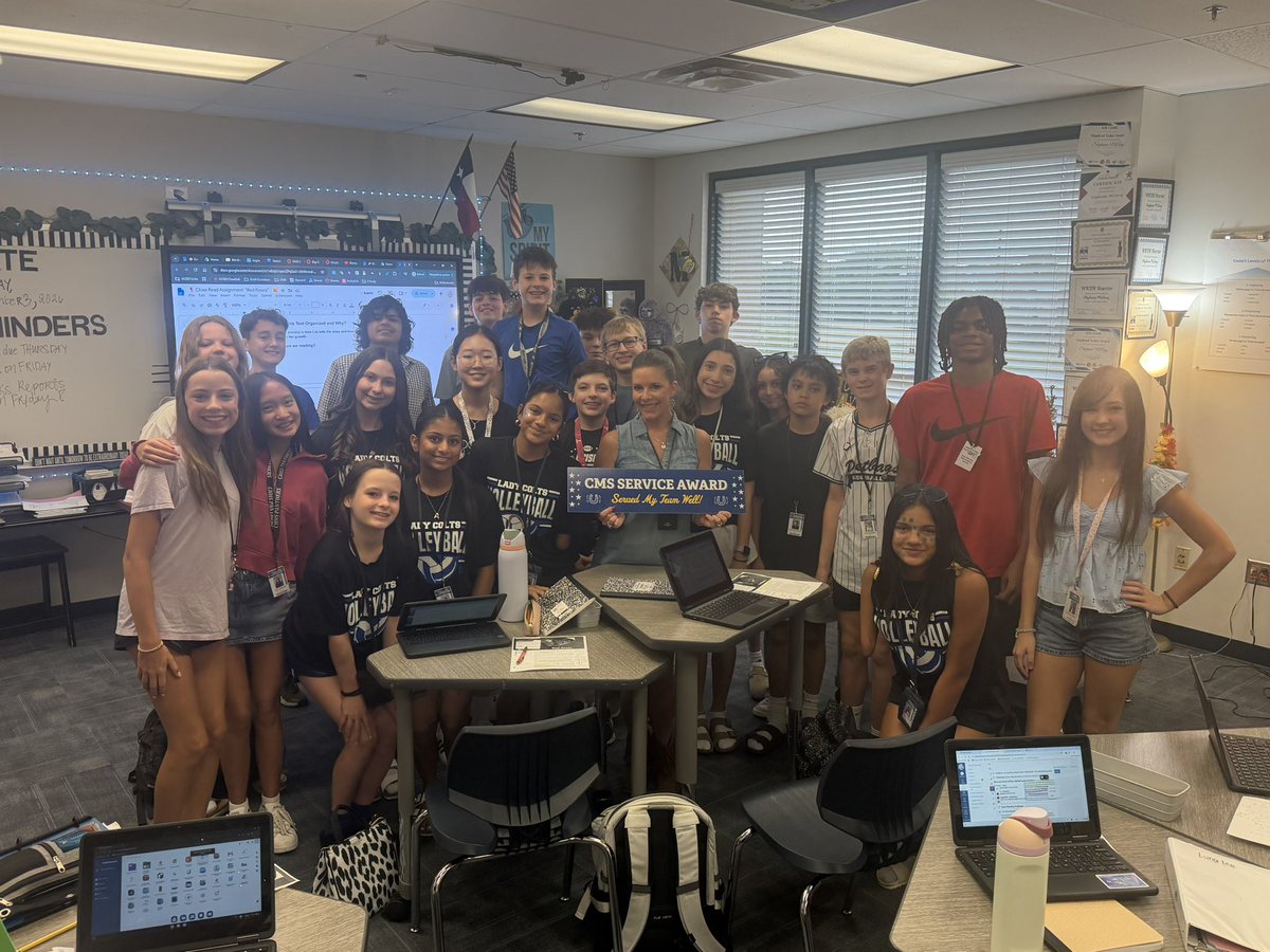 BryanCalvert3's tweet photo. Congratulations to our Staff Door Sign Recipients this week!! Mr. Lawler, Coach Pursley, Coach Campbell, and Ms. McAvoy! 💙🤍🐴👏🏼 @CmsColts https://t.co/1RPMLzaO9F