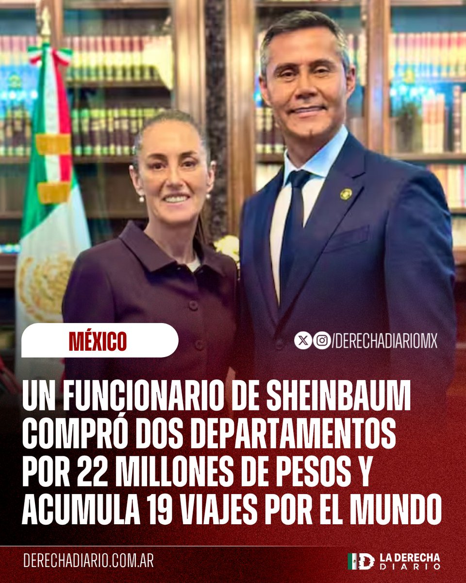 DerechaDiarioMX's tweet photo. 🚨🇲🇽 | OTRO QUE SALIÓ DE LA POBREZA: El director de Birmex, Carlos Ulloa, nombrado por la miserable Claudia Sheinbaum, compró dos departamentos por 22.4 millones de pesos de contado y acumula más de 19 viajes por el mundo, demostrando que la "austeridad" no importa ya. https://t.co/nYiSKf6uC4