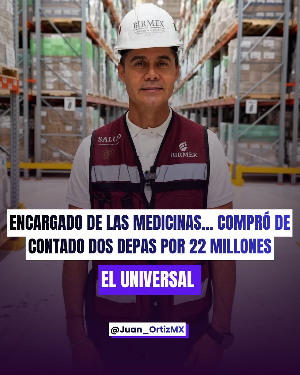 Juan_OrtizMX's tweet photo. 🗳️📌 EL ENCARGADO DE LAS MEDICINAS COMPRÓ 2 DEPAS DE CONTADO

Carlos Ulloa es director de Birmex. 

El Universal reveló que declaró dos departamentos por 22.4 millones de pesos. 

Uno costó 7.4 millones en 2020. El otro, 15 millones en 2023. Ambos de contado.

Pero no es todo 🧵