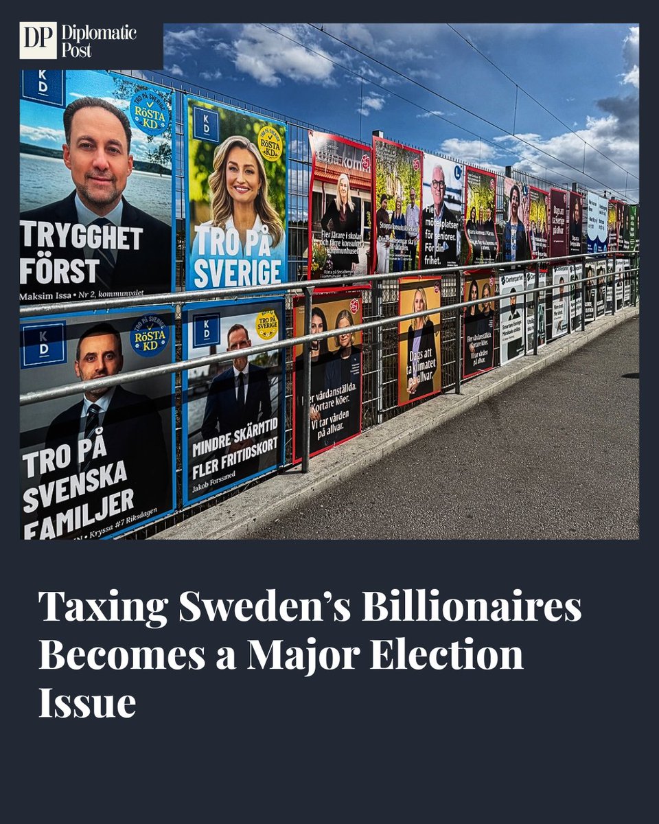diplomatpost's tweet photo. Sweden enters its September 13 election with a new dispute over wealth. A March ranking counted 51 Swedish billionaires—almost as many as France—after the country abolished inheritance and gift tax in 2004 and wealth tax in 2007.

Parties on the left are considering a tax aimed at roughly 500 people with fortunes above one billion kronor. Supporters say wealth should carry more of the public burden; opponents warn founders and capital could move abroad.

Read more on Diplomatic Post.