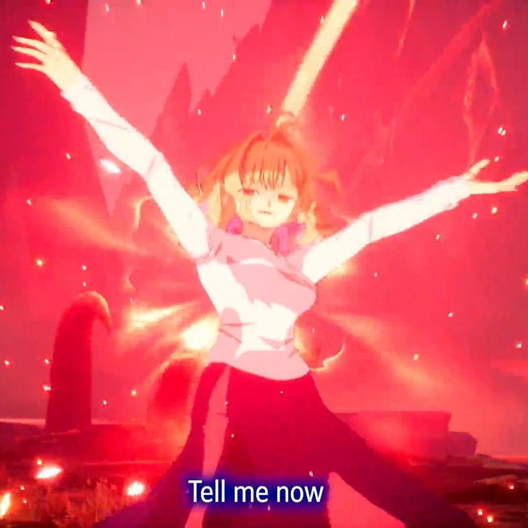 KaroshiMyriad's tweet photo. Arcueid's Record 3D look reconfirms both her eyes are red in her Berserker state, as opposed to the original where she has one red and one purple eye. In the original, both her eyes are red only when she regains her sanity.

In Record, she wears a necklace and you can now see her granny skirt has a slit, which matches the design of Remake's Red Arcueid.