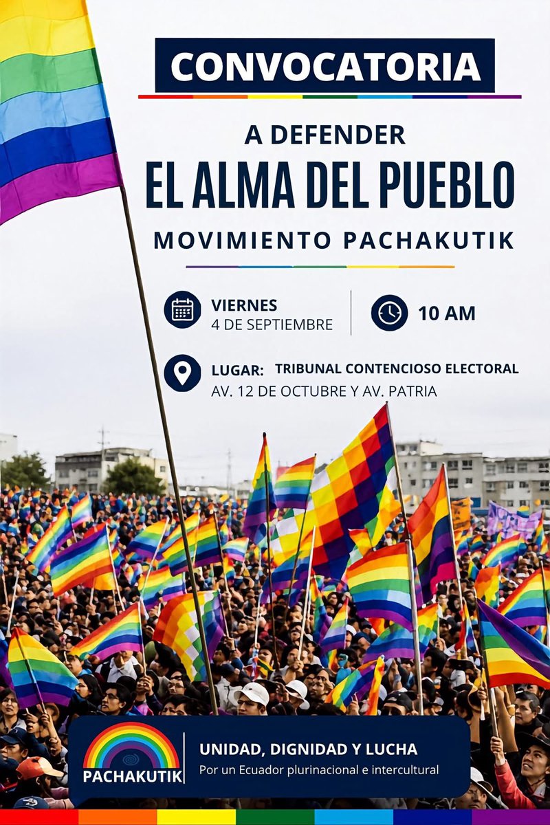 Drwandradee's tweet photo. 🚨ATENCIÓN ECUADOR‼️|| este viernes hay que defender lo que nos queda de democracia, porque no sólo se trata del Movimiento PachaKutik sino del país y su futuro. 
El @TCE_Ecuador tiene en sus manos el seguir manchando este proceso con la marca de la dictadura o hacen un ejercicio de respeto al derecho de participación. 
#NoALaDictadura 
✍️ Cualquier manifestación debe ser en el marco del Art. 98 CRE, de forma pacífica pero firme.
#EnLasCallesSeForjaLaUnidad