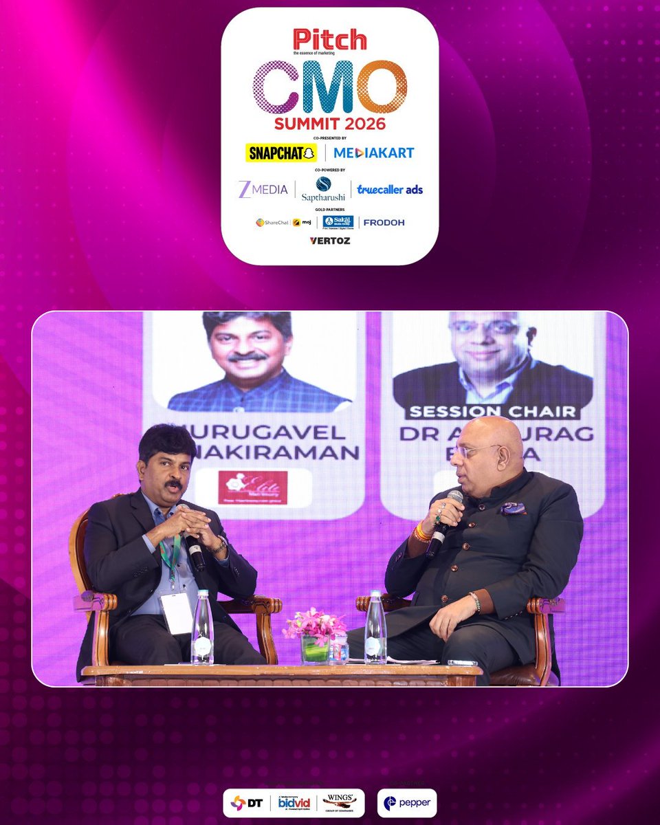e4mtweets's tweet photo. At the #PitchCMO Summit 2026 Bengaluru, Murugavel Janakiraman, Founder, Chairman, MD & CEO, https://t.co/T5ZOhaXoDR, delivers a Keynote Address chaired by Dr Annurag Batra, Chairman & Editor-in-Chief, BW Businessworld & exchange4media Group, on “Winning Hearts, Not Just Markets: The Business of Building Brand Love,” exploring how brands can go beyond market share to create lasting emotional connections with consumers.

MURUGAVEL JANAKIRAMAN Quoted - 
"Overall, the country has grown significantly compared to where we were in 1991. Despite current geopolitical tensions, India has performed remarkably well. I believe India is one of the most fascinating nations today, and we should all bet on it, growth is virtually assured for the next two decades. Ultimately, we must focus on what we can control, and the country has managed its priorities exceptionally well."

#PitchCMO #MurugavelJanakiraman #BrandLove #Marketing #Leadership #e4m
