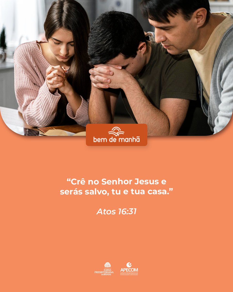 ipboficial's tweet photo. Bem de Manhã: Comece o dia meditando na sabedoria de Deus.

“Crê no Senhor Jesus e serás salvo, tu e tua casa.”

Atos 16:31 https://t.co/6inNhlEcXF