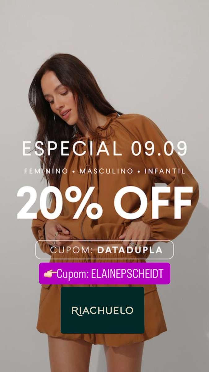 cupomdalaine's tweet photo. Especial 9.9 na Riachuelo 🌸

👉🏻Cupom: ELAINEPSCHEIDT 
(Site e app) 

👉🏻Cupom: DATADUPLA
Lista selecionada: https://t.co/Ye9Ca1DbdL

Aproveitem 💖🥰🫶🏻✨ https://t.co/vaxspVgJdU