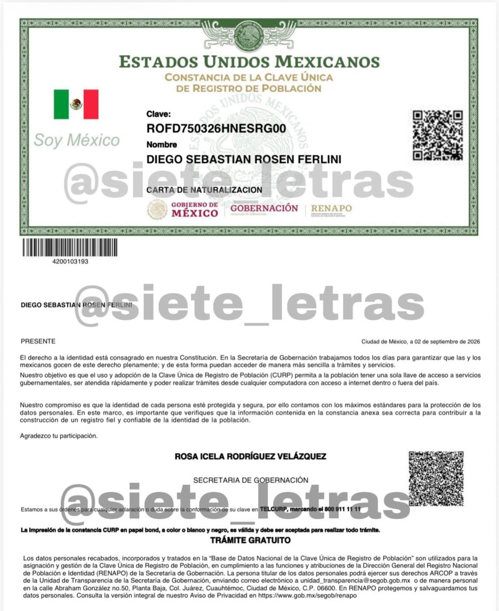 siete_letras's tweet photo. ¡Se NACIONALIZÓ el día del multihomicidio!

Diego N, detenido por matar a una familia en Atizapán, entre ellos el tecladista de @CamiloVIImx, obtuvo su nacionalización mexicana ese mismo día.

Era argentino y había sido denunciado por FRAUDE. Este es el documento. https://t.co/lxxgQVv0g7