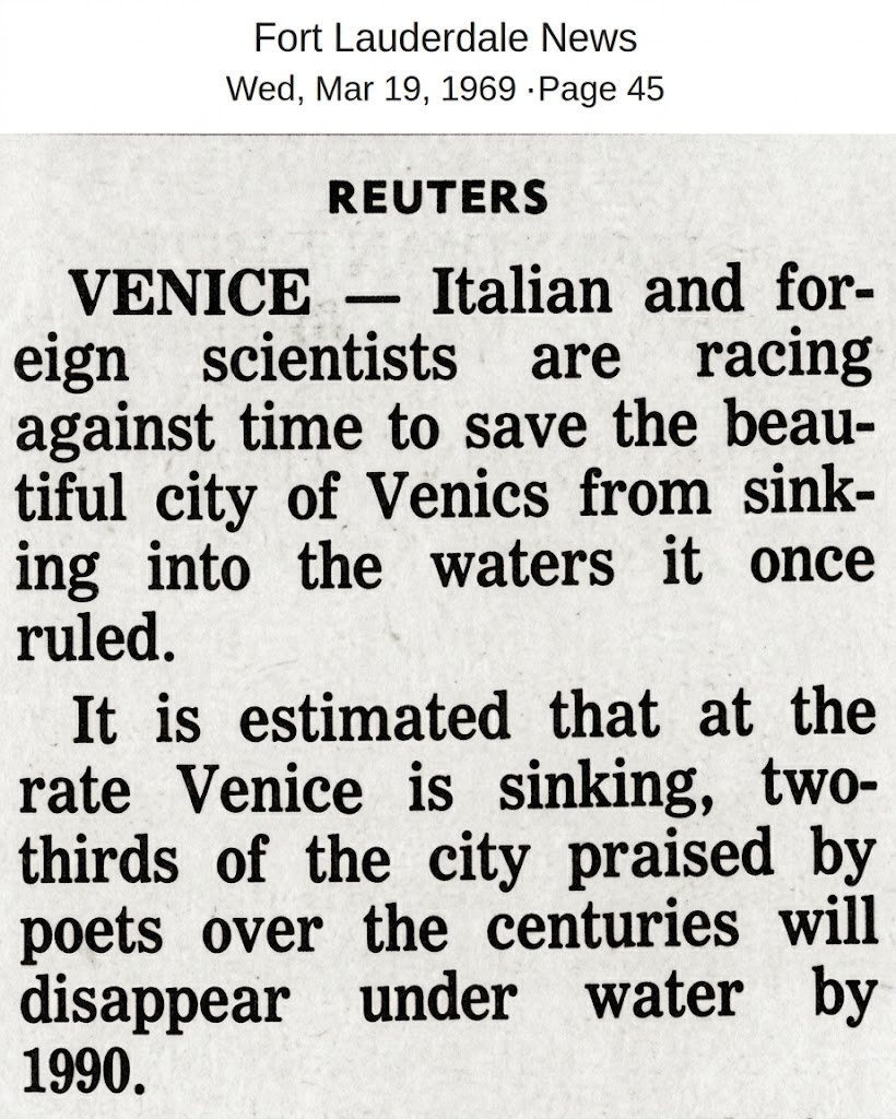 TonyClimate's tweet photo. Climate experts say Venice will be underwater by the year 1990

https://t.co/7aG4Ms2QTg https://t.co/QDLJxBkXdE