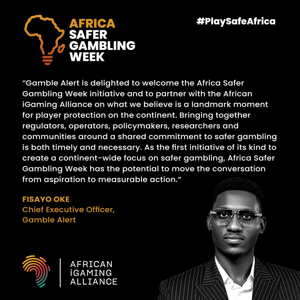 AfricaniGaming's tweet photo. “Gamble Alert is delighted to welcome the Africa Safer Gambling Week initiative…”

Fisayo Oke, CEO of Gamble Alert, on bringing stakeholders together around a shared commitment to player protection.

7-11 Sept | #PlaySafeAfrica https://t.co/bdfYCm75e4