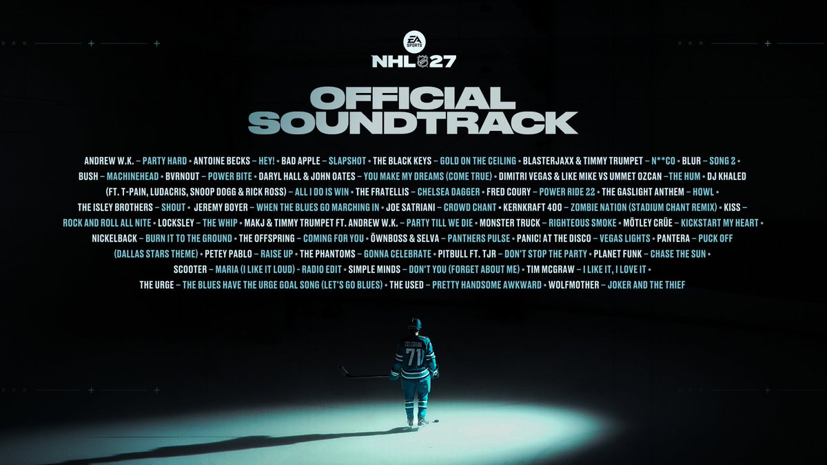 EASPORTSNHL's tweet photo. The soundtrack to #NHL27 is here. 🎧

Goal songs. Arena anthems. Hockey classics.

Deluxe Edition players can jump into Early Access starting TOMORROW at 12 PM ET 🕛  

🎮 | https://t.co/RA3sJZHGhV https://t.co/yZFnHa3Cag