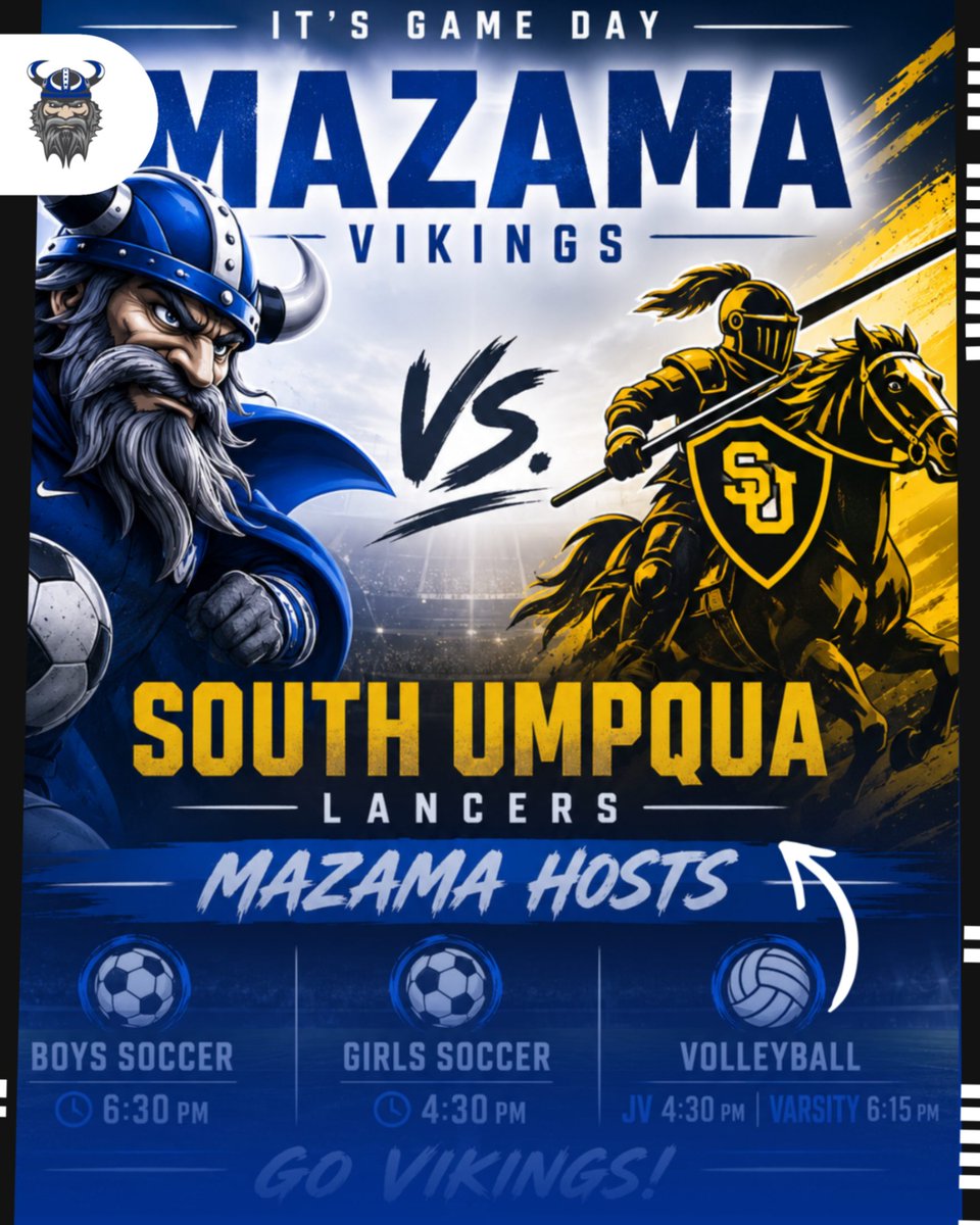 MazamaVikings's tweet photo. Lots of action today at Mazama HS! VB and Varsity Boys and Girls Soccer at home vs. the Lancers! #RTB #GoViks https://t.co/y4MB7QBNwA