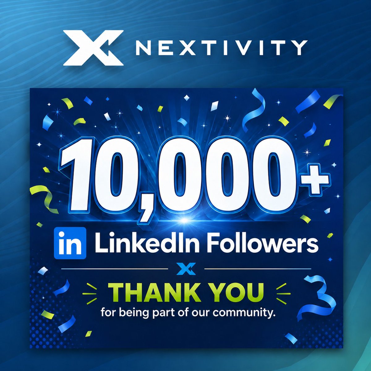 NextivityInc's tweet photo. A big thank you to our community of installers, distribution partners, and customers for pushing us past 10,000 followers here on LinkedIn. We appreciate you helping spread the word that no one should have to hunt for a signal indoors.
https://t.co/nwUh9YCC4f https://t.co/t8oPGCEV9G