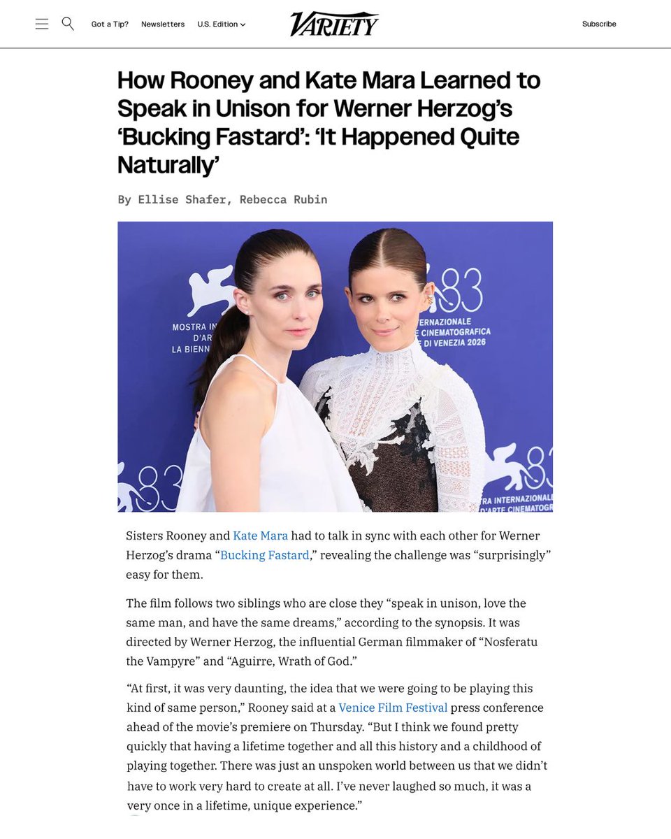 HanWayFilms's tweet photo. Rooney and Kate Mara discuss learning to speak in unison for their unique roles in Werner Herzog’s BUCKING FASTARD ✨ 

Click the link in our bio to read more 🔗 

https://t.co/CynGqjvG6N https://t.co/UF1nt13QAD