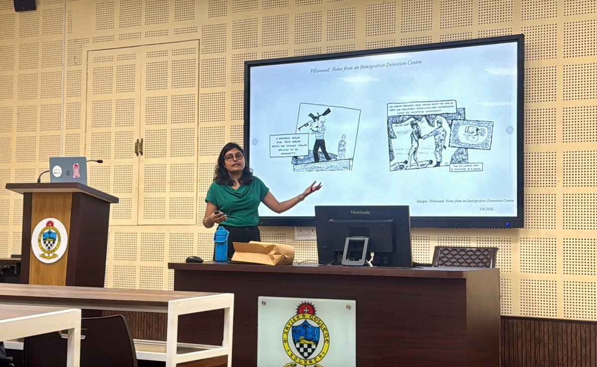 gwusigurcenter's tweet photo. Please join the Sigur Center in celebrating former Graduate Student Associate, Soumi Ganguly, on delivering a lecture about her research at her alma mater at St. Xavier's College, Kolkata, entitled 'Imperial Intimacies: Forced Displacement from Sri Lanka and Myanmar.' https://t.co/qdItSpW1uY