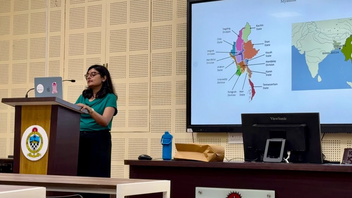 gwusigurcenter's tweet photo. Please join the Sigur Center in celebrating former Graduate Student Associate, Soumi Ganguly, on delivering a lecture about her research at her alma mater at St. Xavier's College, Kolkata, entitled 'Imperial Intimacies: Forced Displacement from Sri Lanka and Myanmar.' https://t.co/qdItSpW1uY