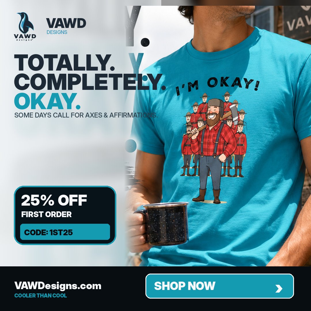VAWDesigns's tweet photo. Everythingβs fine. Totally. Completely. Fine. ππͺ
For those days when confidence is doing most of the work.
Take 25% OFF your first VAWD order with code 1ST25.
#VAWDesigns, #FunnyShirt, #FunnyTshirt, #GraphicTee, #HumorShirt #MontyPython #LumberJackSong https://t.co/Xdw7aTiDR9