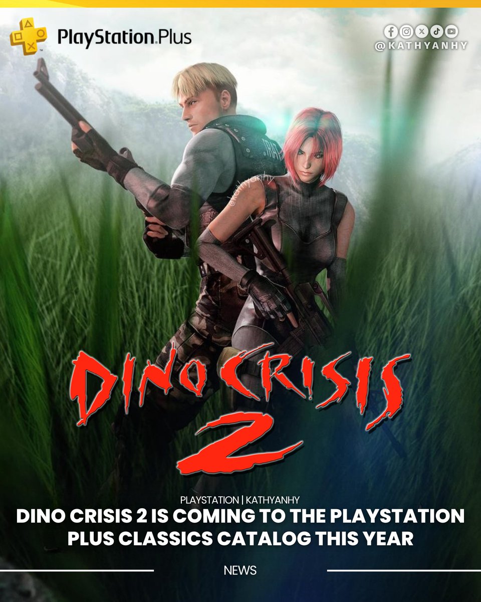 kathyanhy's tweet photo. Dino Crisis 2 is coming to the PlayStation Plus Classics catalog this year 🦖

During State of Play, PlayStation officially confirmed that Dino Crisis 2, the Capcom classic originally released in 2000, will be added to the PlayStation Plus Premium/Deluxe Classics catalog later this year, available natively on PS4 and PS5. An exact date has not yet been revealed, but it is expected to include modern features such as rewind, quick save, and graphics filters, just like other retro titles on the service.

Capcom’s sequel, originally released in 2000, shifted the focus from the claustrophobic survival horror of the first game to a fast-paced, dynamic action experience. With larger stages, a vast arsenal, and the “Extinction Points” system that rewards chaining together dinosaur takedowns, it has become one of the most beloved titles of its era. Its arrival on PlayStation Plus has reignited fans’ hopes for a future remake or a new entry in the franchise.

In addition, Mega Man X: Command Mission and the original Ratchet & Clank are also joining the catalog.

#DinoCrisis #DinoCrisis2 #PlayStationPlus #Capcom #StateOfPlay