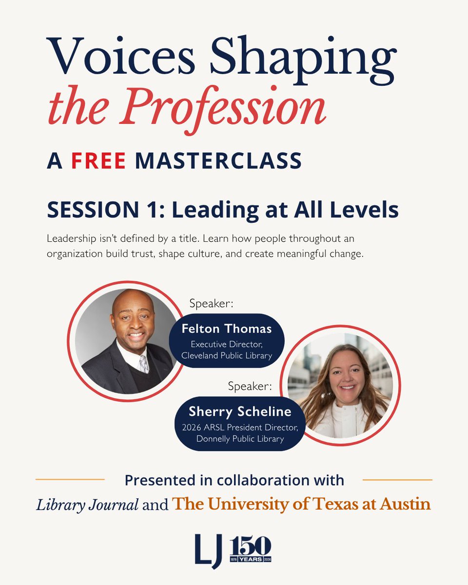 LibraryJournal's tweet photo. We're celebrating 𝘓𝘪𝘣𝘳𝘢𝘳𝘺 𝘑𝘰𝘶𝘳𝘯𝘢𝘭's 150th anniversary with a FREE masterclass! 🎉 Whether you shelve, serve, teach, manage, govern, or support, this masterclass is for you. Register here: https://t.co/3f4NB86zRj https://t.co/tiLl789xK4