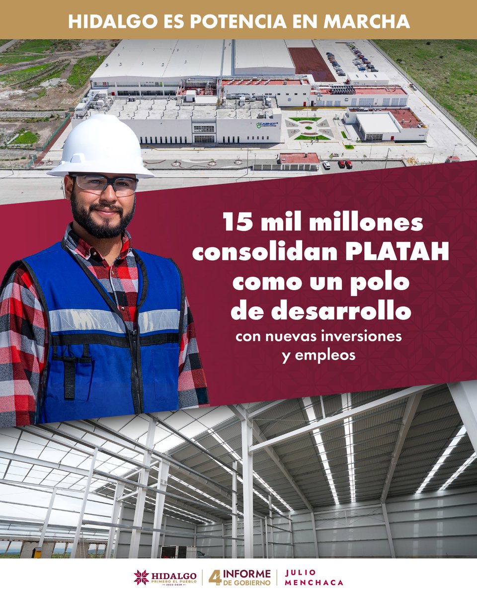 juliomenchaca_'s tweet photo. La infraestructura de alto nivel en parques como PLATAH atrae más inversiones y consolida a Hidalgo como un polo de desarrollo industrial. 

#HidalgoPotenciaEnMarcha https://t.co/SFF1PKAvYz