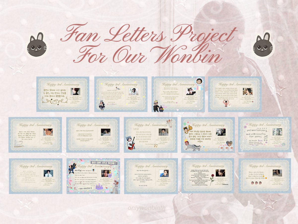 ONLYWONBIN_TH's tweet photo. Letters to #WONBIN , From All Our Hearts 💌 🐈‍⬛

3 ปีแล้ว ที่พวกเราได้เดินเคียงข้างกันมา 💭

บ้านอลวบ. ขอขอบคุณวอนบินสำหรับความพยายามและการทำงานอย่างหนักตลอดช่วงเวลาที่ผ่านมา และขอขอบคุณปินพึ / บรีซจึทุกคนที่มาร่วมเป็นส่วนหนึ่งของกิจกรรมนี้ไปด้วยกันนะคะ ♥️

🔗 https://t.co/tB7KDQnWCf
🔗 https://t.co/dIU9C38cB4

* ฝากทุกคนเข้าไปกดไลก์จดหมายของพวกเราด้วยน้า 🫶🏻

#RIIZE_Our_3rdChapter
#라이즈와_브리즈_계속될_우리이야기
#RIIZEとBRIIZEで迎える3周年