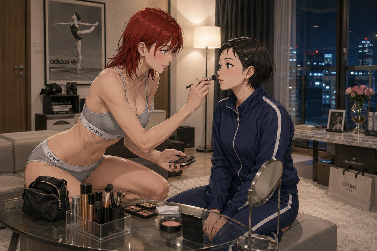 AkiraKamura07's tweet photo. 『檻の薔薇』の第一話の『蜜蜂と怪物』は、姉妹のように仲の良かった二人が、拳を交える話です。
お化粧を塗り方を教えてあげた顔面を、殴らねばならないのです。
徳間書店のNOTEで【無料公開中】です！
https://t.co/Ljvuv3Yzmi
#マッスルガール #女戦士 #AIイラスト https://t.co/8mhNx3WAXy