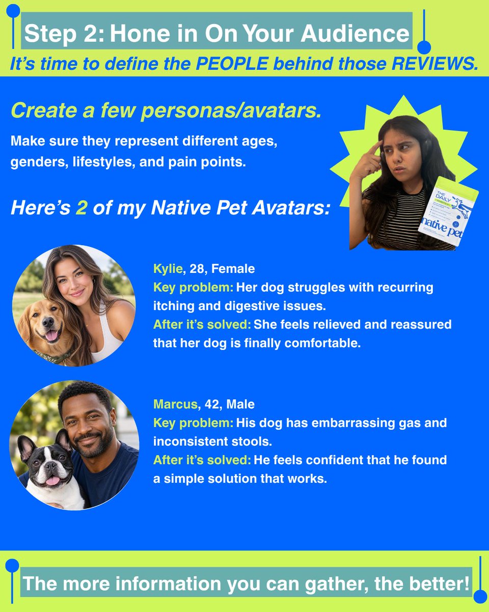stephmolinacs's tweet photo. Ever wondered how Creative Strategists make winning ads that print money? ✏️ (Part 1/2)

Well, you're in luck because today I am going to show you how! 

In this carousel, I breakdown the step by step process of how I create static ads, from research, avatar creation, ideation, and execution! 

Today's (mock) ads were created for Native Pet's "The Daily" supplement. As a mom to two fur babies myself, I know how important it is to make sure we're giving our pet's the best nutrition possible.

I hope you enjoy reading this as much as I had making it! 🐶

P.S. To all my readers, if you're a client interested in upping your meta ads, give me a shout!
📁Ads Portfolio: https://t.co/BWIug6JzNF
📱 Book A Call: https://t.co/RMPaEaSU1i

#CreativeStrategy #CreativeStrategist #MetaAds #Copywriter #DirectResponse