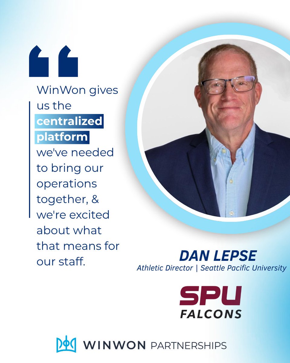 WinWonTech's tweet photo. Hear it straight from SPU 💬

For Dan Lepse, Athletic Director, and Kali Barber, Compliance Manager &amp; SWA, WinWon brings compliance, scheduling, and communication under one roof. @SPUsports

🔗 https://t.co/M1lTC9lj9j

#WinningWithWinWon | #SportsTech | #D2Athletics https://t.co/nL7IldxLVD
