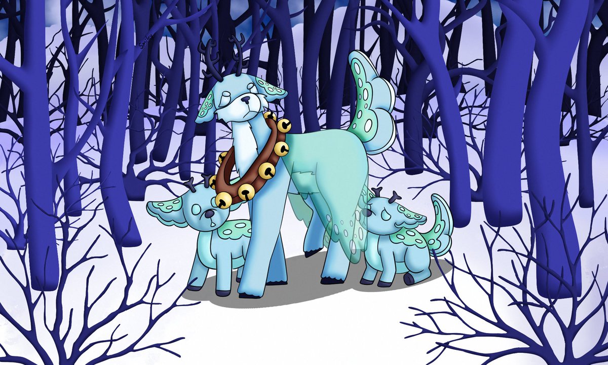 SmileyTrashBag1's tweet photo. Aurorastride - Icyleap's evolution #ilumina #fakemon #pokemon #reindeer #icetype #originalproject #oc https://t.co/pG16CW2pHe