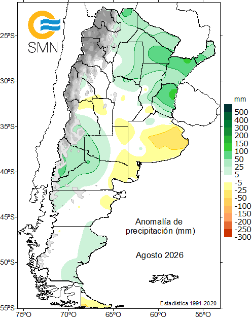 Argen_weather's tweet photo. Agosto 2026 tuvo superávit de lluvia en el Litoral y en el noroeste patagónico, y un leve déficit en Buenos Aires. Un comportamiento similar se observa en el trimestre invernal (junio-agosto). https://t.co/rnAKgQYF6O