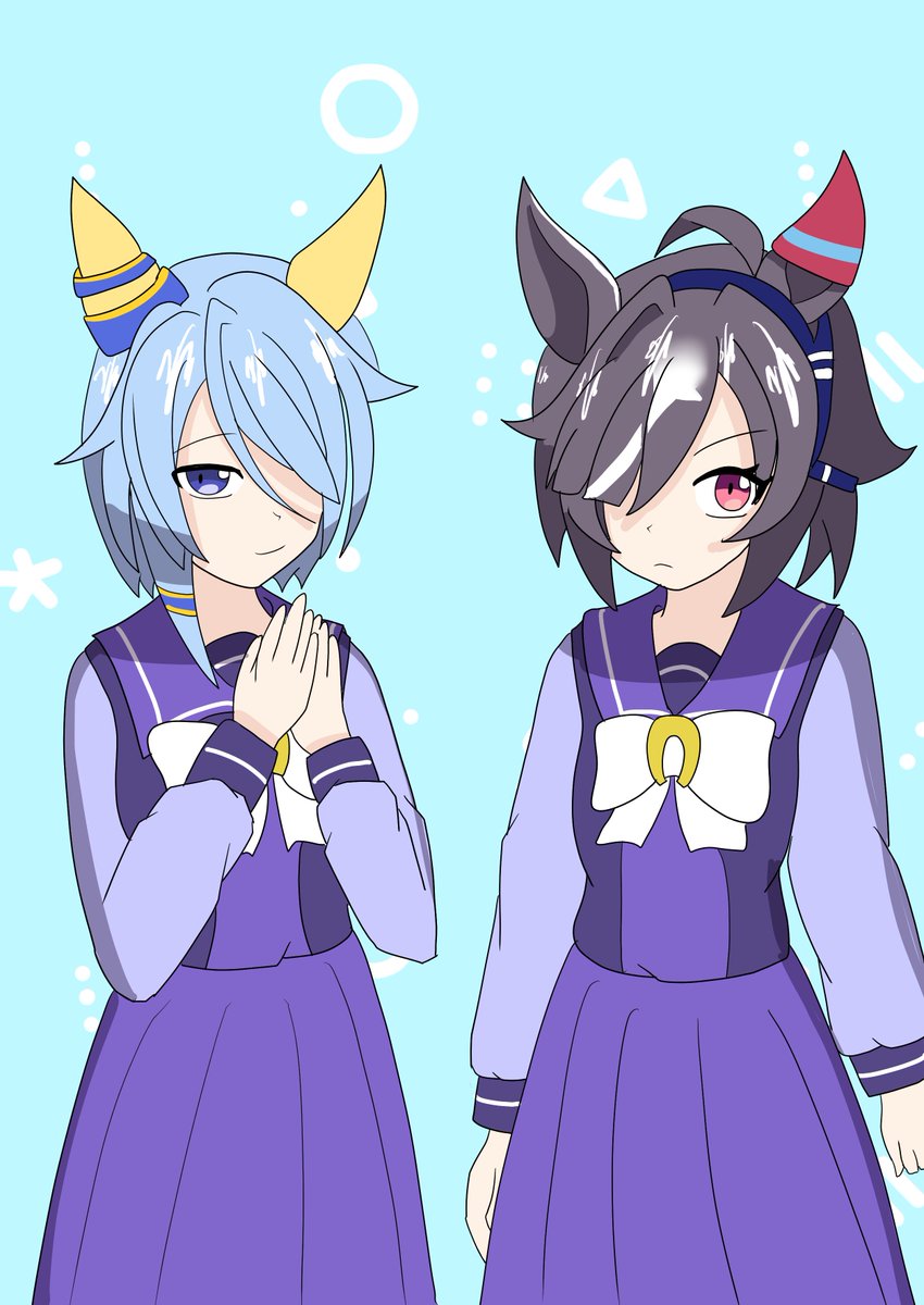 zero0958's tweet photo. 私は身長156cmで短距離メインで声が低めで勝負服が青系統の子が好きです https://t.co/1TcBtisGIh