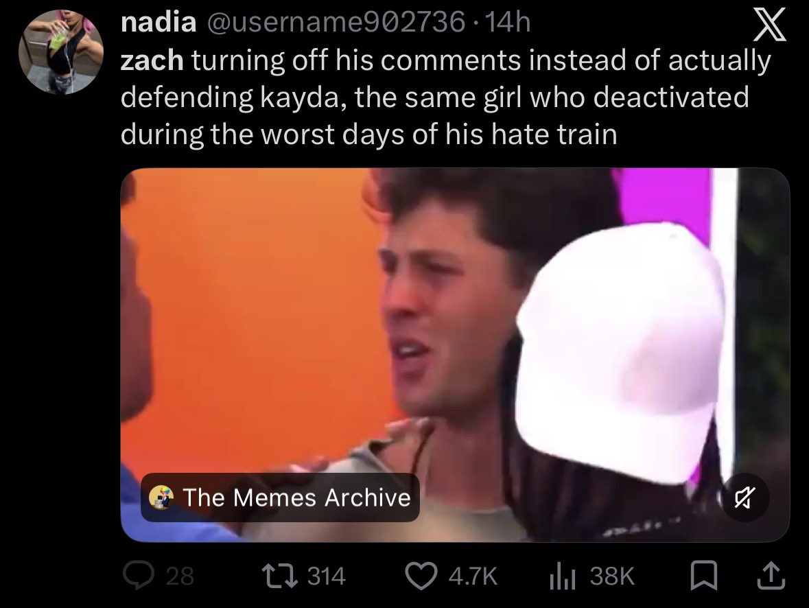 sootriniii's tweet photo. @Joud159761 everyone’s talking about zach especially the kayda fan accounts. ur slow. we care about kayda and not some loser man just put zach in ur pfp and take kayda out https://t.co/HDtYZMQwtB