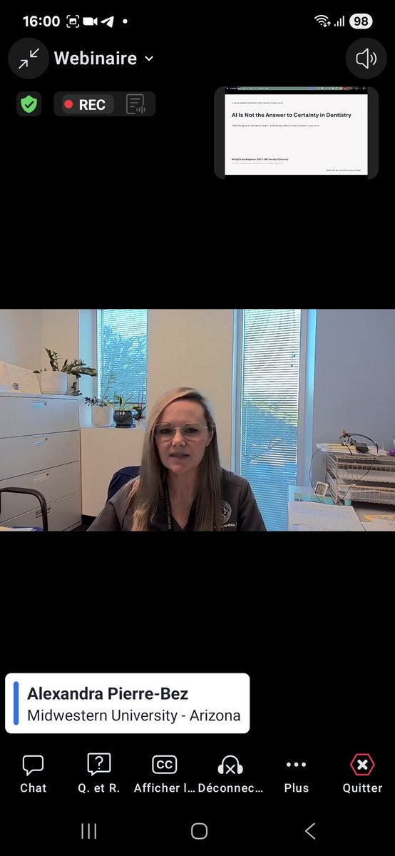 LBerrezouga's tweet photo. Happening NOW 
#iadr #education 
AI in Dentistry 
Prof. HsingChi von Bergmann https://t.co/qFvRRT7nQS