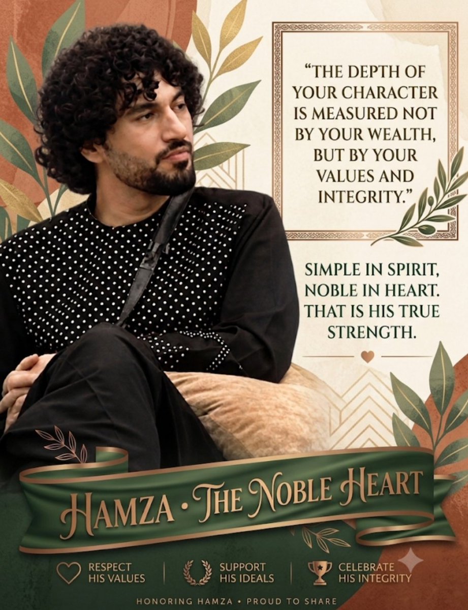 HamzaJoher1's tweet photo. In a house full of noise, Hamza chose to be the voice of reason. No unnecessary drama, no fake attitude - just class, composure and genuine character. That’s what makes him stand apart.

Talent can get you noticed, but character makes you unforgettable.

#HamzaTheGentleman https://t.co/v0YpTfnqv0