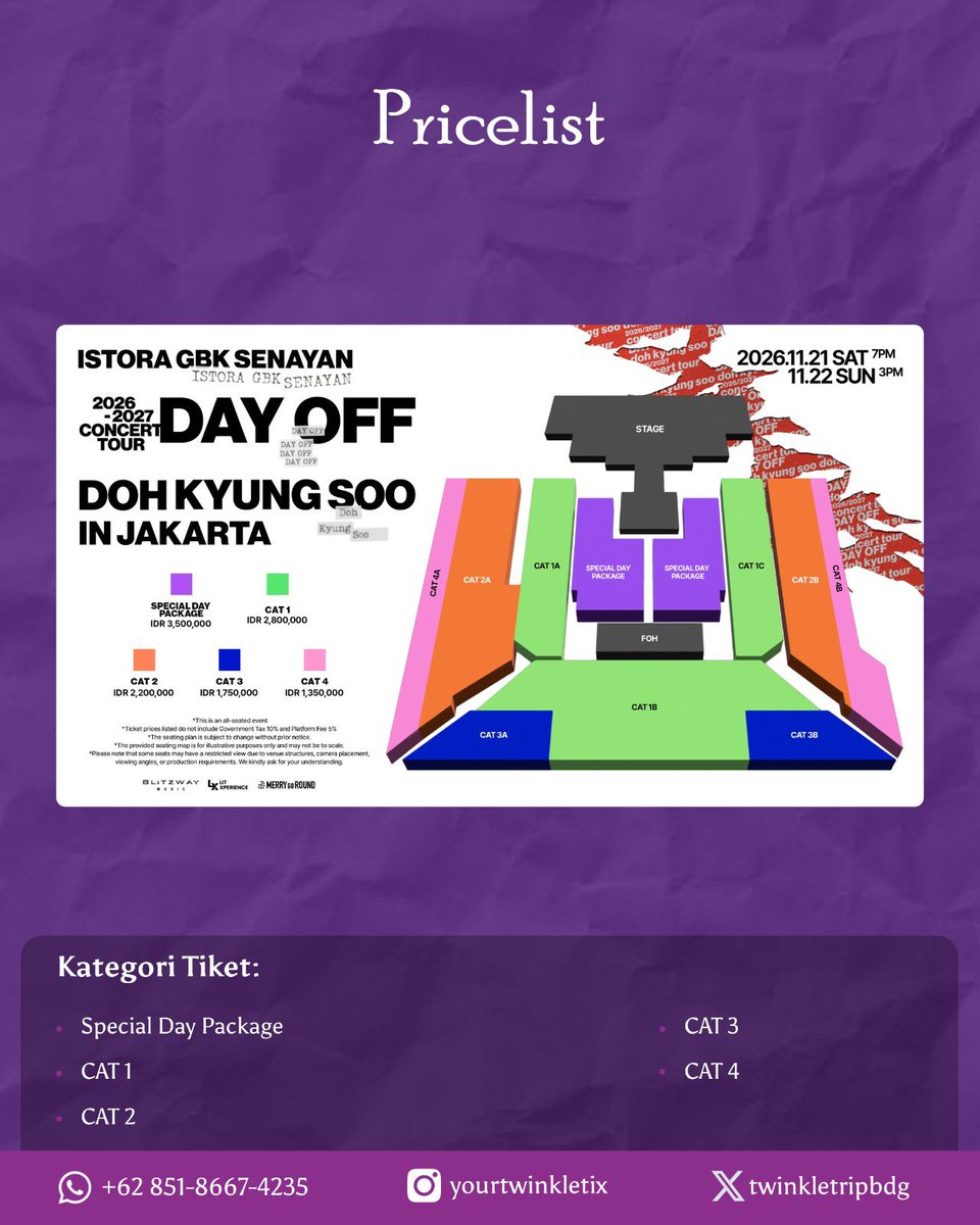 naaerin_'s tweet photo. OPEN TICKETING DOH KYUNG SOO [DAY OFF] CONCERT TOUR in JAKARTA by yourtwinkletix @twinkletripbdg 
Selfpay/Fullpay✅
Data Pribadi✅
💰Fee start from 150k

t. do kyungsoo jakarta jastip jaswar wts wtb https://t.co/fn8xAtJL1P
