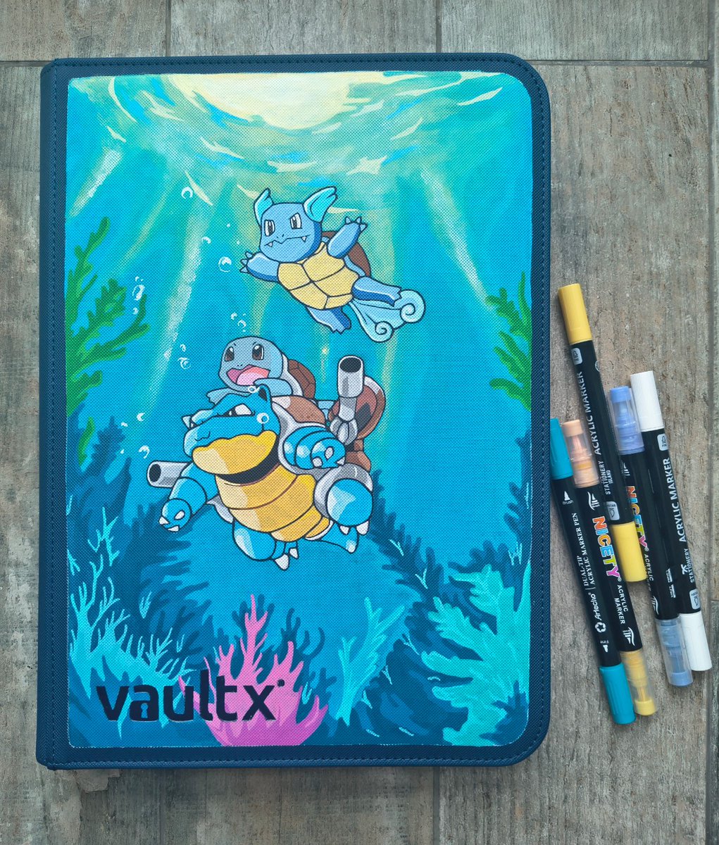 LauPokeBinders's tweet photo. Another commission piece! 

One of my favourites! A dynamic trio - Blastoise, Squirtle and Wartortle!

Vault X 9 Pocket binder 

#pokemon #pokemonart #pokemontcg #tcg #squirtle #blastoise #wartortle https://t.co/r4AgdNHV9y