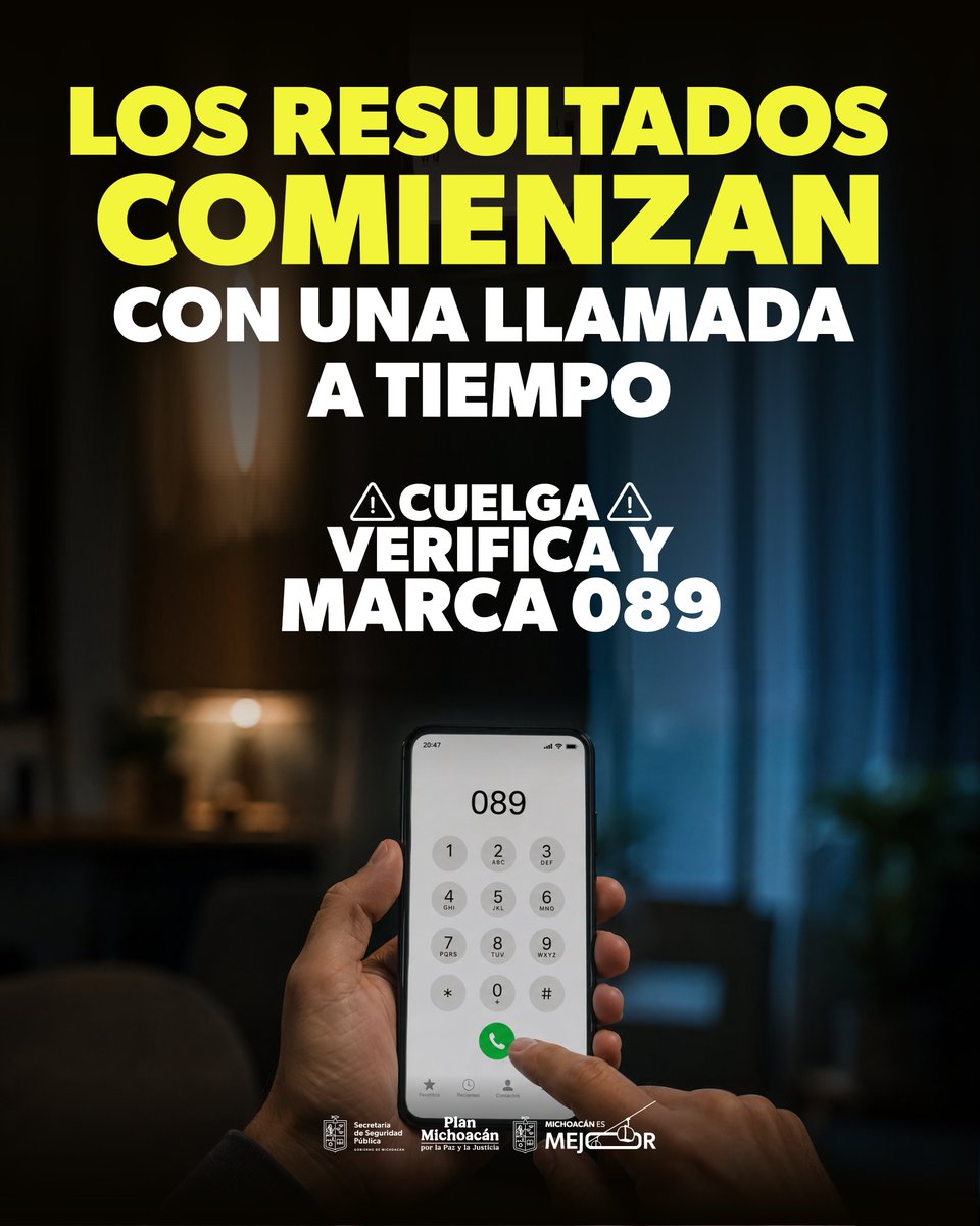GobMichoacan's tweet photo. Prevenir la extorsión empieza con una llamada oportuna. Si intentan engañarte o amenazarte: cuelga, verifica y denuncia de inmediato al 089. Tu reporte hace la diferencia. #MichoacánEsMejor https://t.co/qQG3FS78Ll