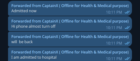 Captain_X_Fund's tweet photo. Many people wonder why Captain X isn't interacting with the community and CZ

Here is the answer

He needs more time

before he returns to continue his battle against illness

Please show him your support

His public wallet address:
0x4444521ed7b9c3cdb3fff291f1fef2bed7584444

Our project's mission is to provide him with better support:

Captain X Fund

Contract Address 
0xece9d182076fdd8500463d0f210fc589ff3f7777