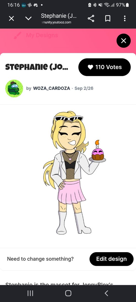 MoonYlfa's tweet photo. We just reached over 100 votes on the Stephanie concept over on youtooz community! Thank you to everyone who has voted for this concept so far!! https://t.co/rpzPT2jHoC